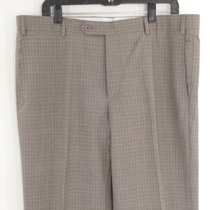 Zanella Devon Wool‎ Dress Pants Flat Front Brown Houndstooth Men's 38x33